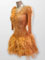 Palomino latin ostrich beading fringes dance dress