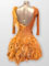 Palomino latin ostrich beading fringes dance dress