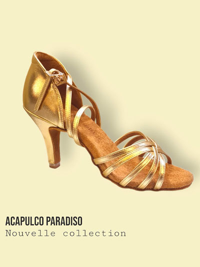 216 BD DANCE chaussures de danse latine en cuir doré femme: - Acapulco  Paradiso