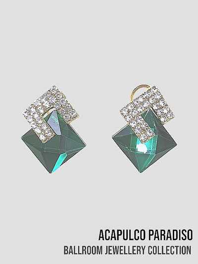 AC0508 Dark green/crystal big stones earrings