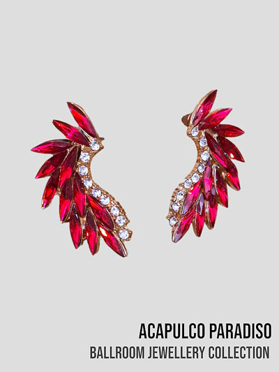 AC0513 Red and white big ballroom dance earrings