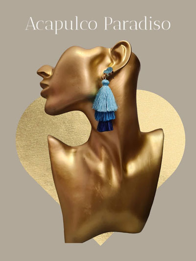 AC0530 Grading blue fringe earrings