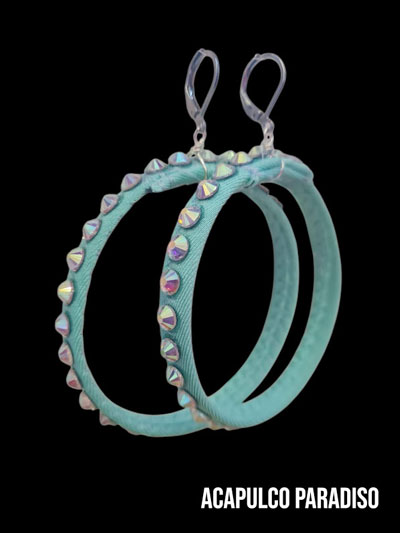 Big water green ring earrings