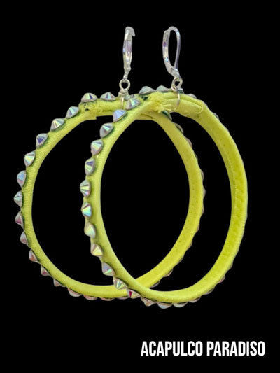 Big neo yellow ring earrings