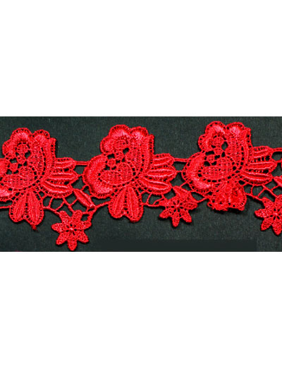 Red guipure lace