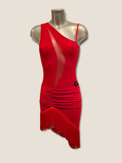 Acadia Red- Sexy latin fringe dance dress