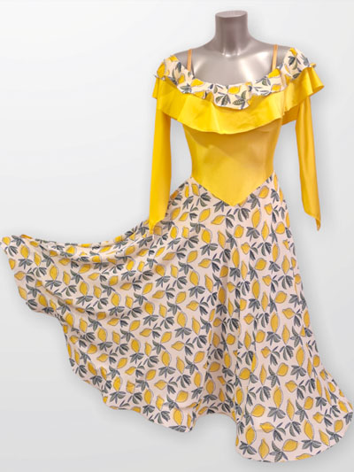 Sorrento yellow lemon ballroom dance dress size M/L in stock