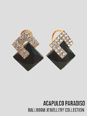 AC0472 Black/crystal big stones earrings