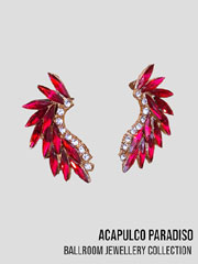 AC0513 boucles d'oreilles  grosses pierres rouge et blanc