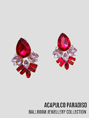 AC0519 Red/pink big stones earrings