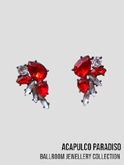 AC0520 Red/Crystal white big stones earrings