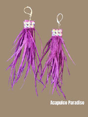 Purple ostrich earrings