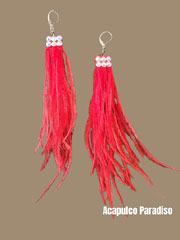 Red ostrich earrings