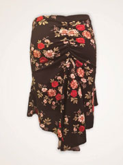 RJ017B-Black flower printed tango skirt
