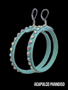 Big water green ring earrings